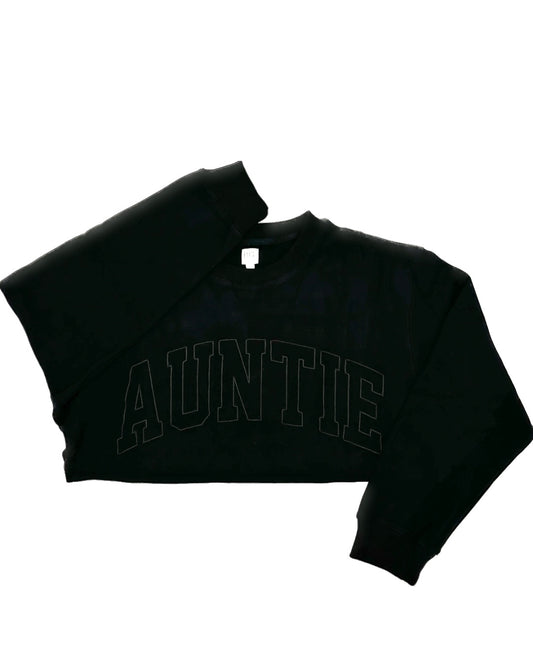 AUNTIE Drop Shoulder Crewneck - BLACK