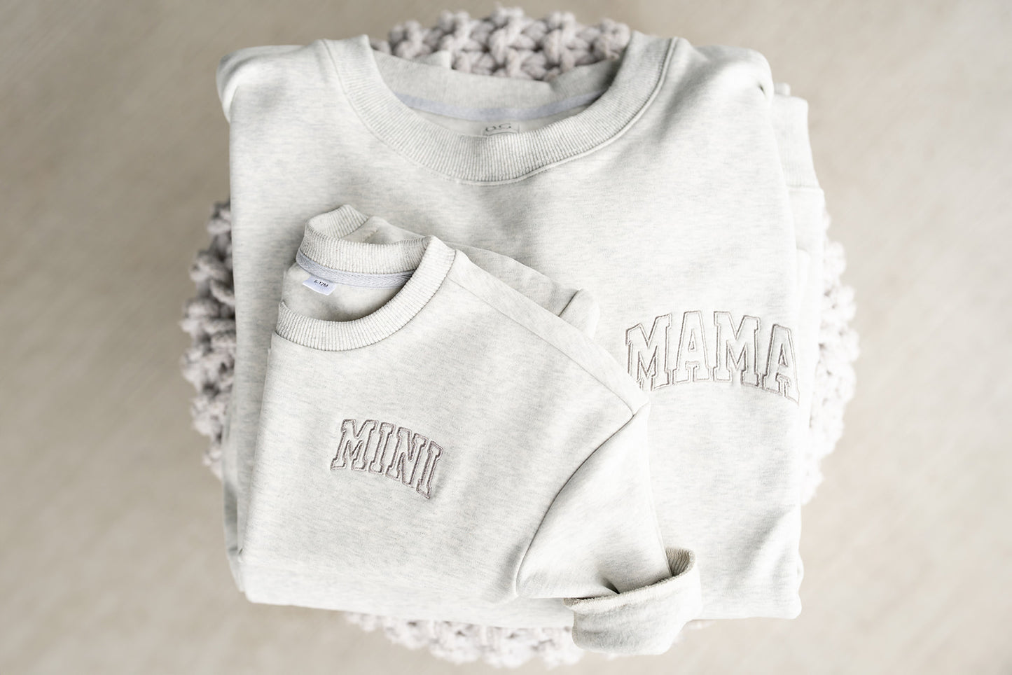 Pocket Placement  "MAMA" Drop Shoulder Crewneck - HEATHER GRAY