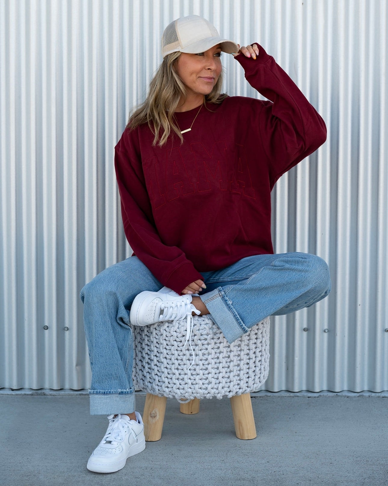 MAMA Drop Shoulder Crew - CRANBERRY *updated fit*