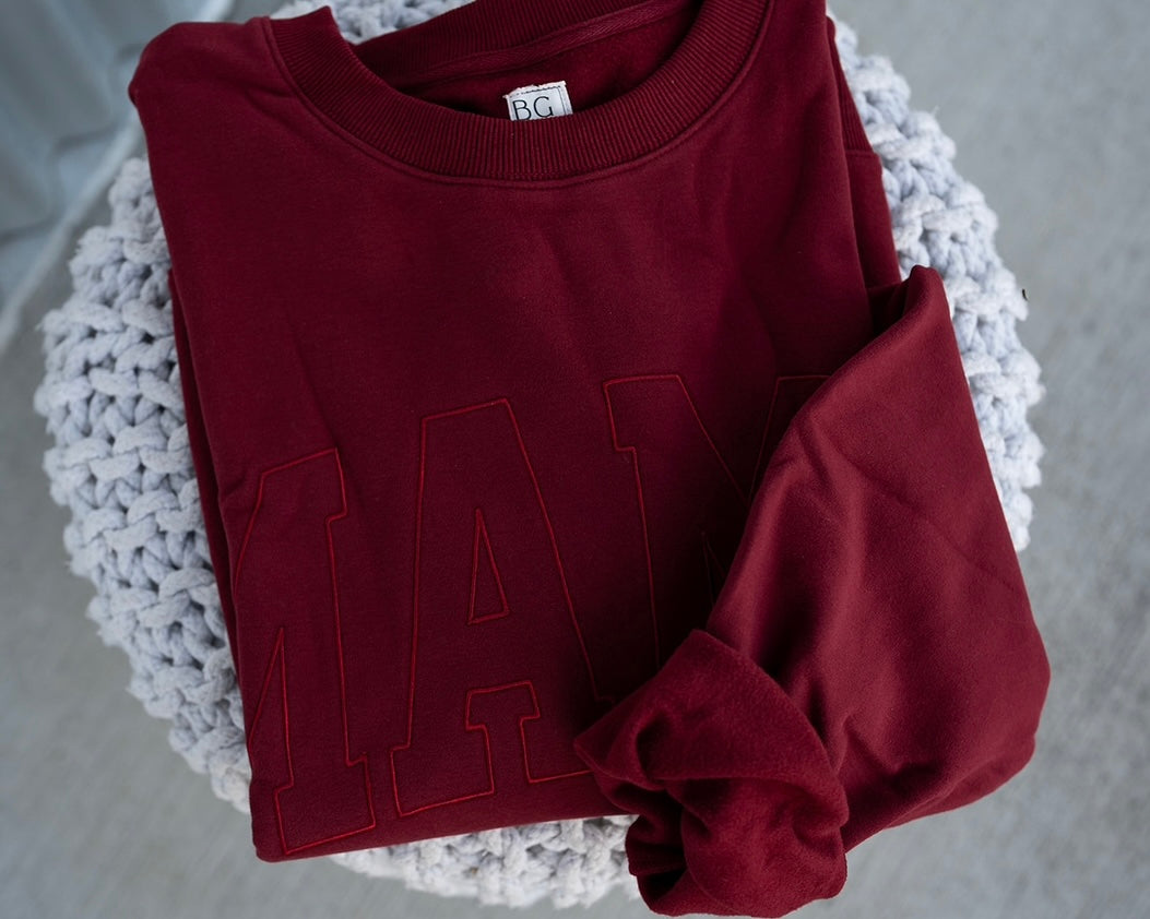 MAMA Drop Shoulder Crew - CRANBERRY *updated fit*