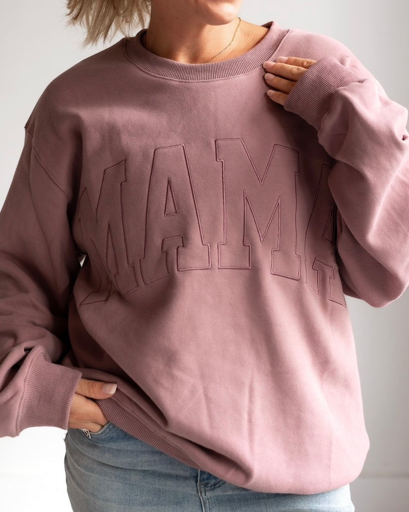 MAMA Drop Shoulder Crew - MAUVE - *updated fit*