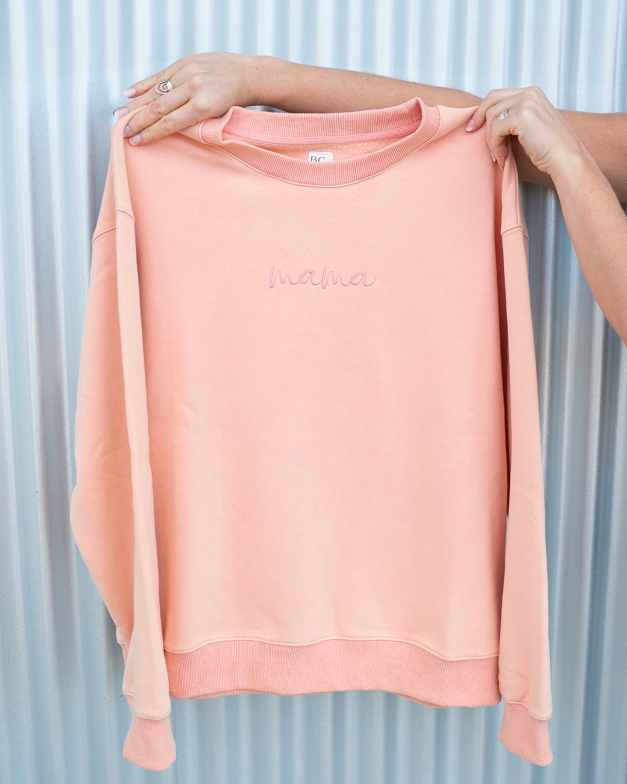 "mama" Drop Shoulder Crewneck - PEACH - *updated fit*