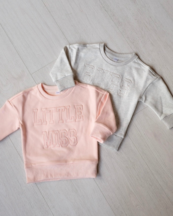 LITTLE MISS Crewneck - PETAL PINK *updated fit*