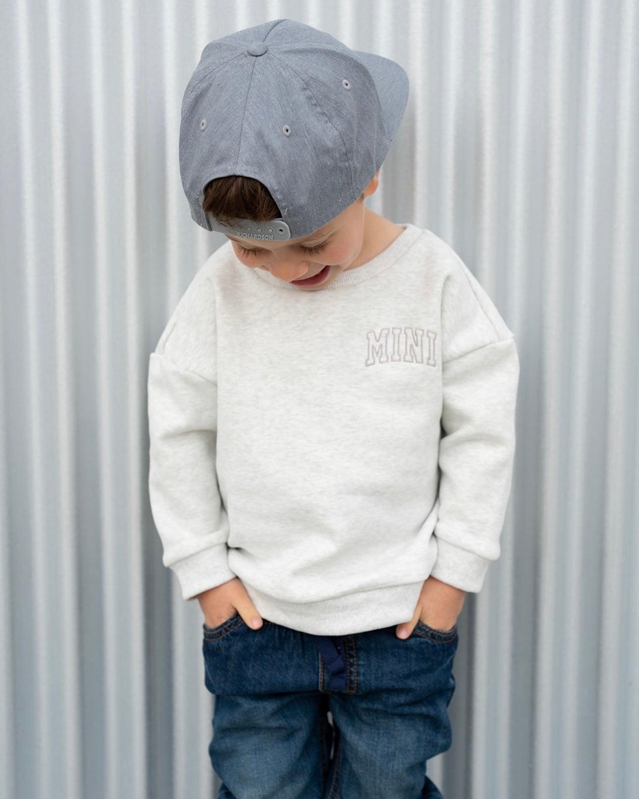 Pocket Placement "MINI" Drop Shoulder Crewneck - HEATHER GRAY