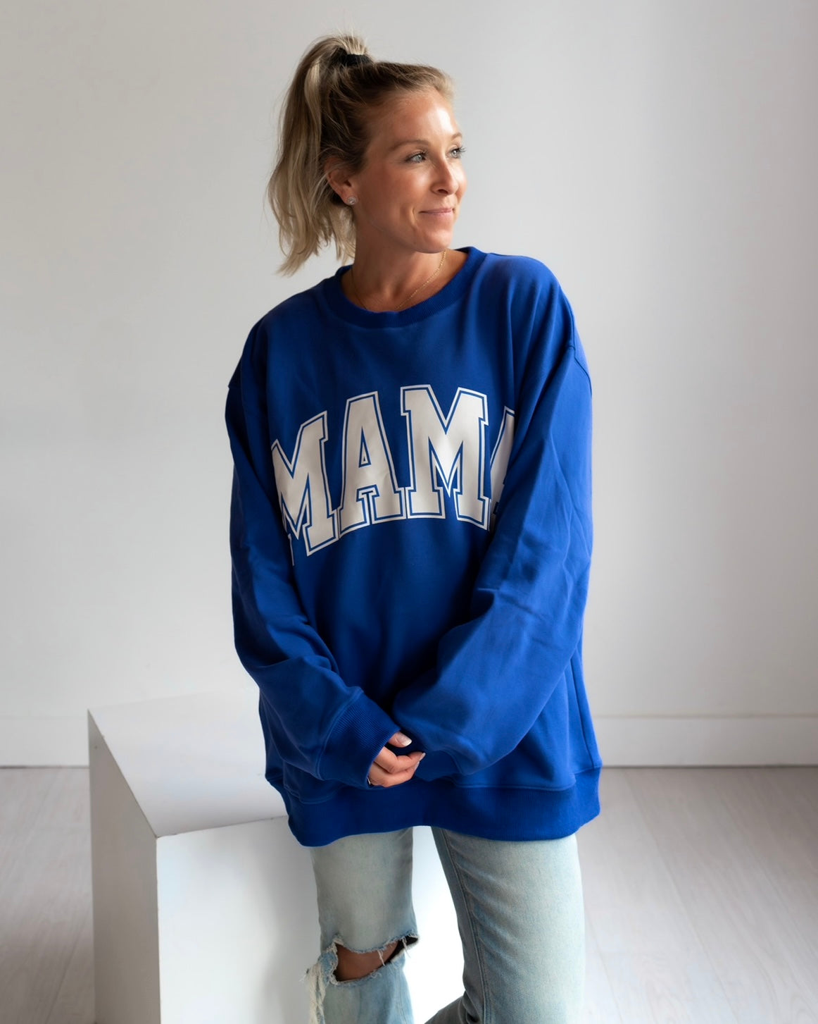 MAMA Drop Shoulder Crewneck - ROYAL BLUE *updated fit*