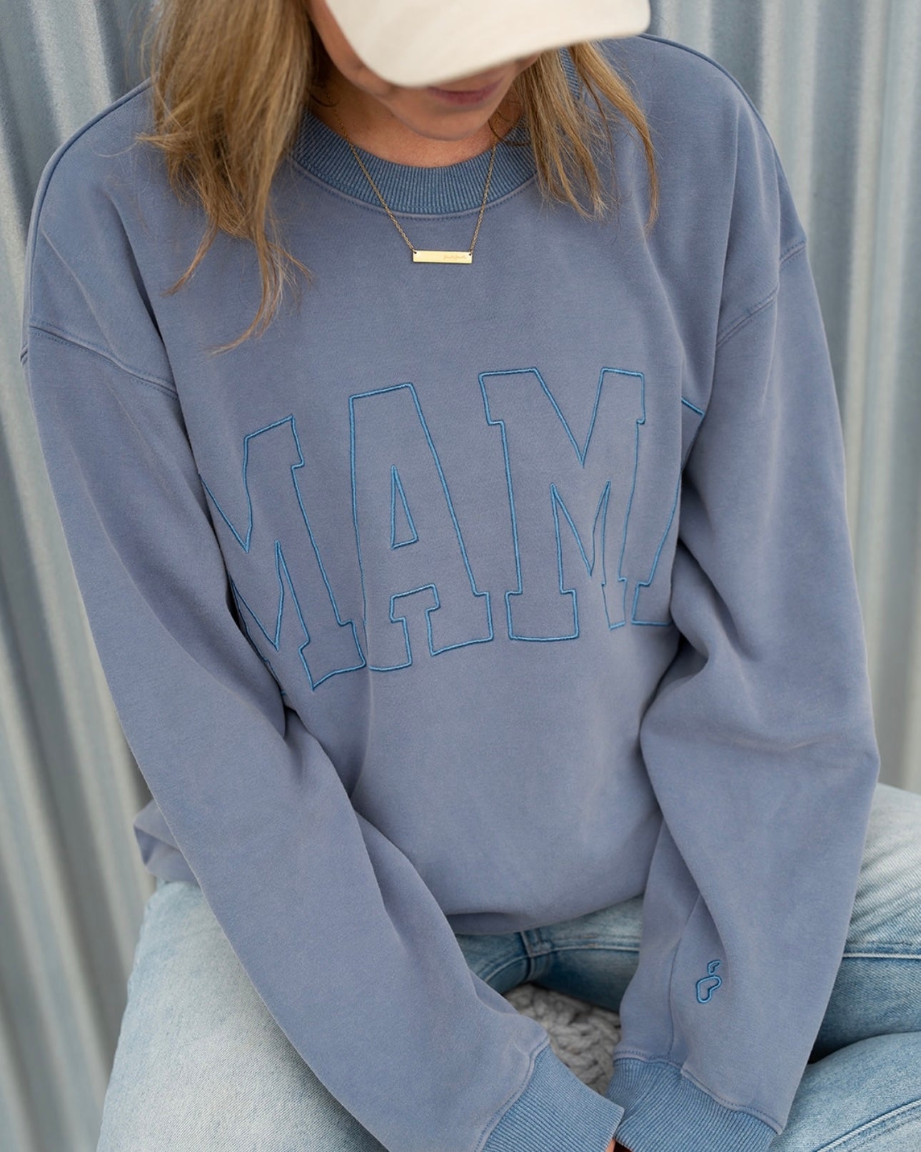 MAMA Drop Shoulder Crew - WASHED DENIM - *updated fit*