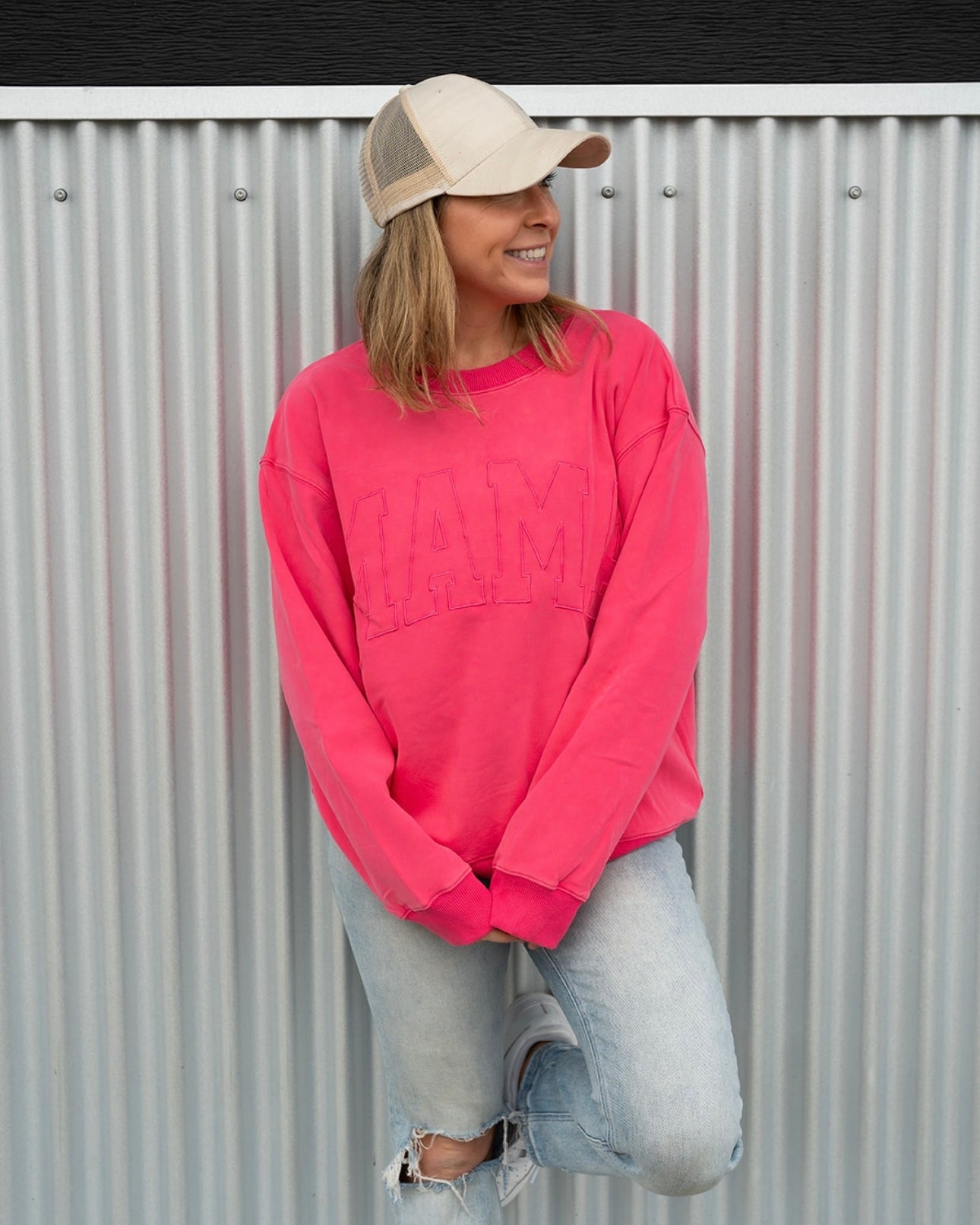 MAMA Drop Shoulder Crew - WILD STRAWBERRY - *updated fit*