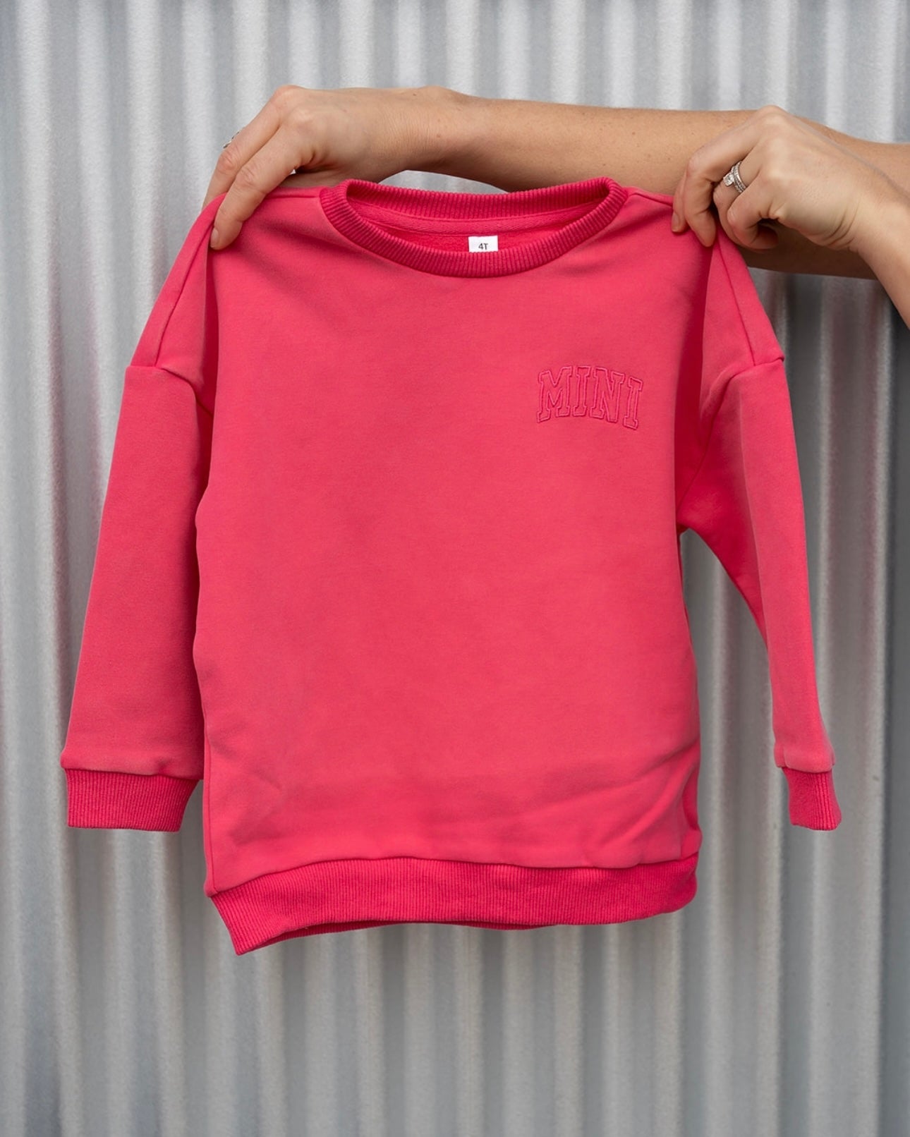 Pocket Placement "MINI" Drop Shoulder Crewneck - WILD STRAWBERRY