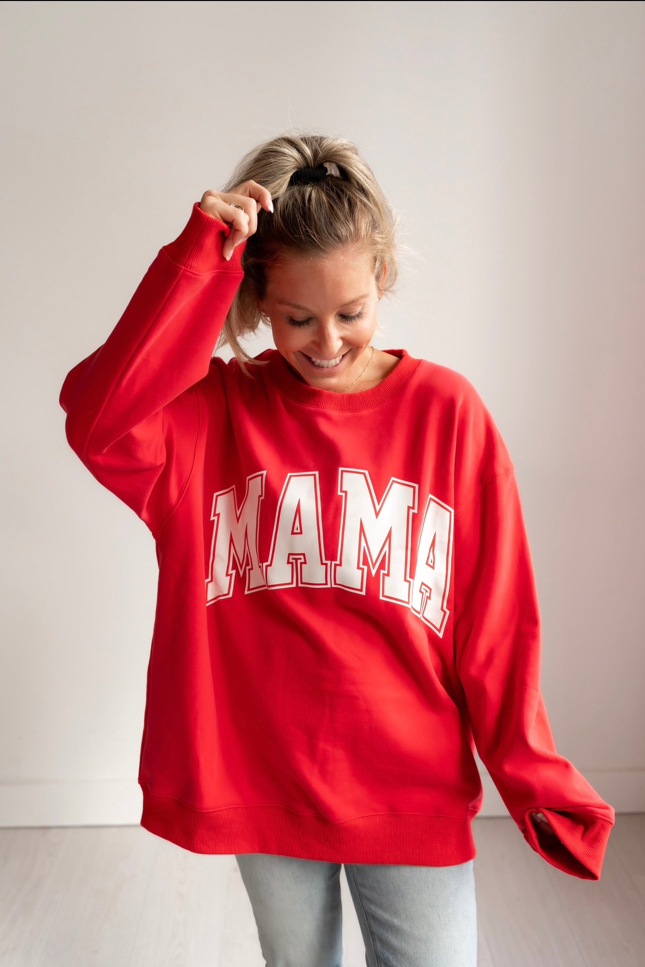 MAMA Drop Shoulder Crewneck - RED - *updated fit*