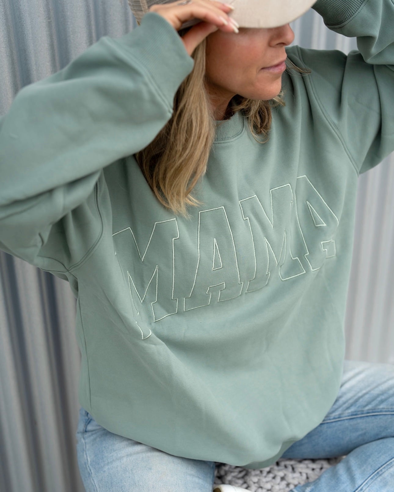 MAMA Drop Shoulder Crewneck - DUSTY SAGE - *updated fit*