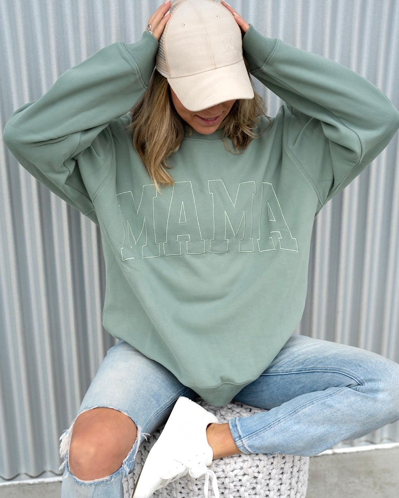 MAMA Drop Shoulder Crewneck - DUSTY SAGE - *updated fit*