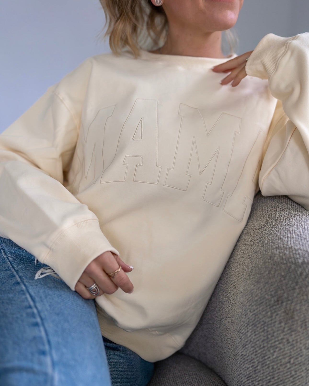 MAMA Drop Shoulder Crewneck -BUTTERCREAM *updated fit*